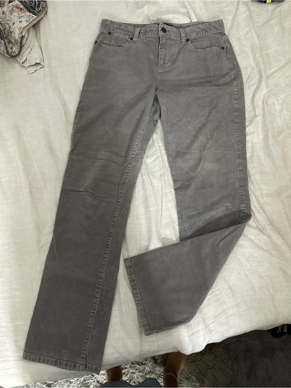 Talbots Petite Corduroy Pants in Faded Gray